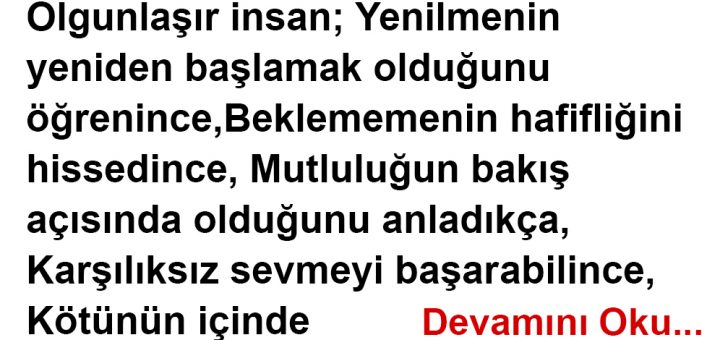 Kendini eleştirip kendiyle barışık olunca