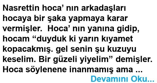 Kıyamet Kopmayacak mı?