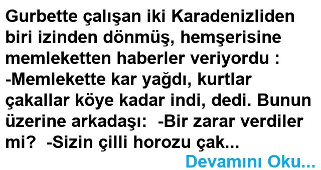 Ocağım Söndü Fıkrası