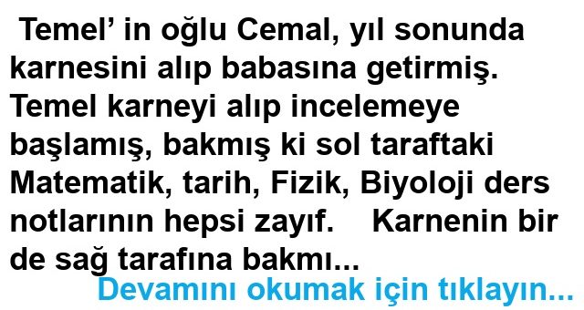 Temel’in Oğluna Verdiği Karne Tepkisi