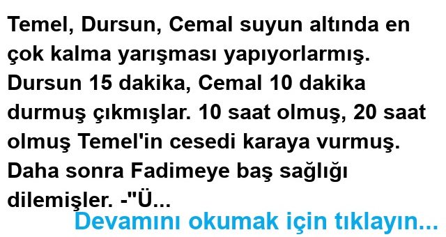 Önemli Olan Kazanmak Fıkrası