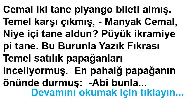 Büyük İkramiye Bir Tane Fıkrası